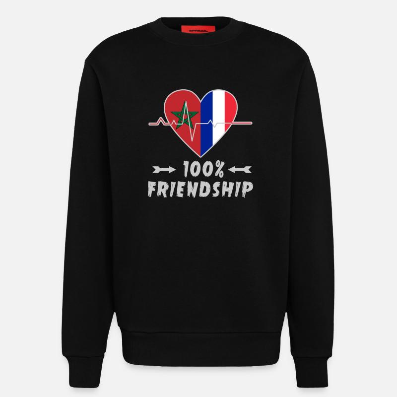 Marokko und Frankreich 100% Freundschaft - Sweatshirt - made by SPREAD  - SOLID BLACK