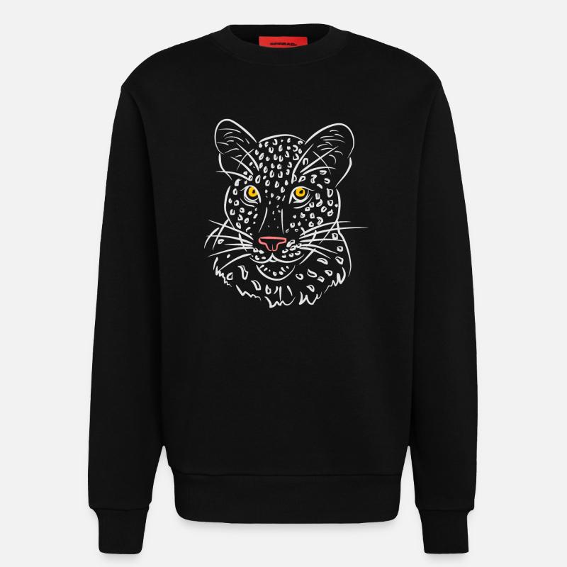 Leopardengesicht Illustration in Schwarz-Weiß - Sweatshirt - made by SPREAD  - SOLID BLACK