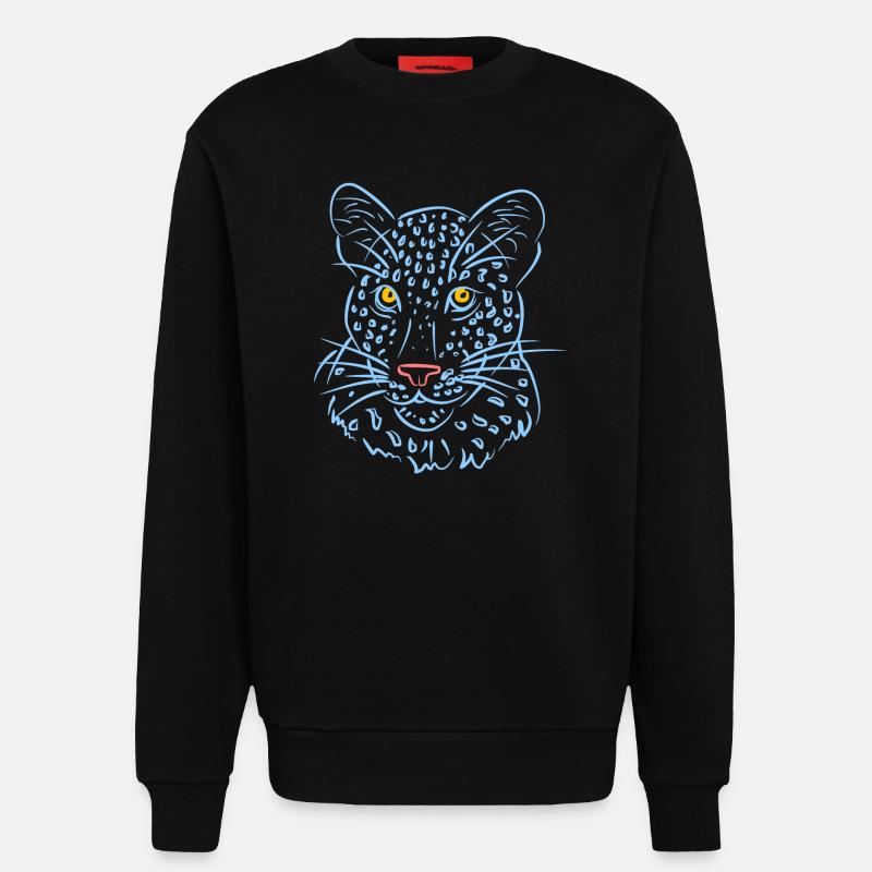 Leopardengesicht mit Blautönen - Sweatshirt - made by SPREAD  - SOLID BLACK