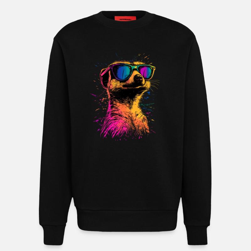 Erdmännchen Sonnenbrille Bunt Süßes Erdmännchen - Sweatshirt - made by SPREAD  - SOLID BLACK