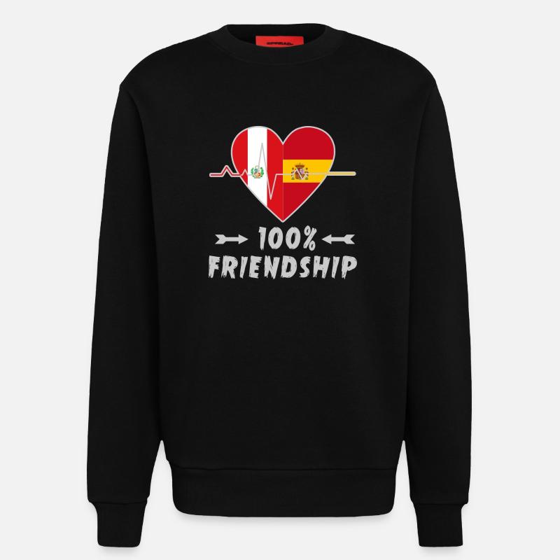 Peru und Spanien 100% Freundschaft - Sweatshirt - made by SPREAD - SOLID BLACK