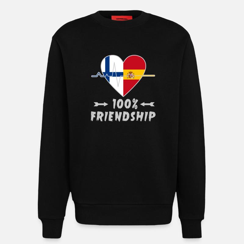 Finnland und Spanien 100% Freundschaft - Sweatshirt - made by SPREAD - SOLID BLACK