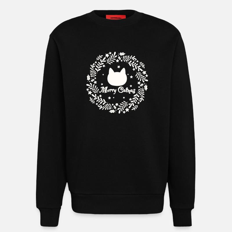 Weihnachtskranz mit Katze - Merry Catmas - Sweatshirt - made by SPREAD  - SOLID BLACK