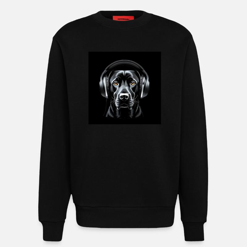 Labrador mit Kopfhörern Kunstmotiv - Sweatshirt - made by SPREAD  - SOLID BLACK