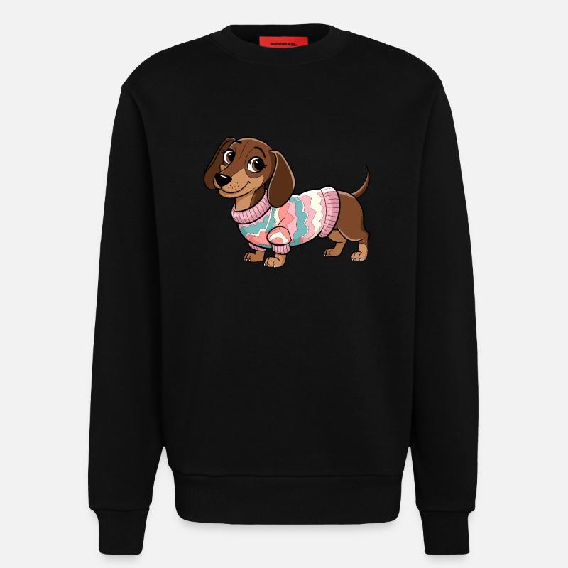 Pull douillet teckel - Sweat bio décontracté fabriqué en UE - SOLID BLACK