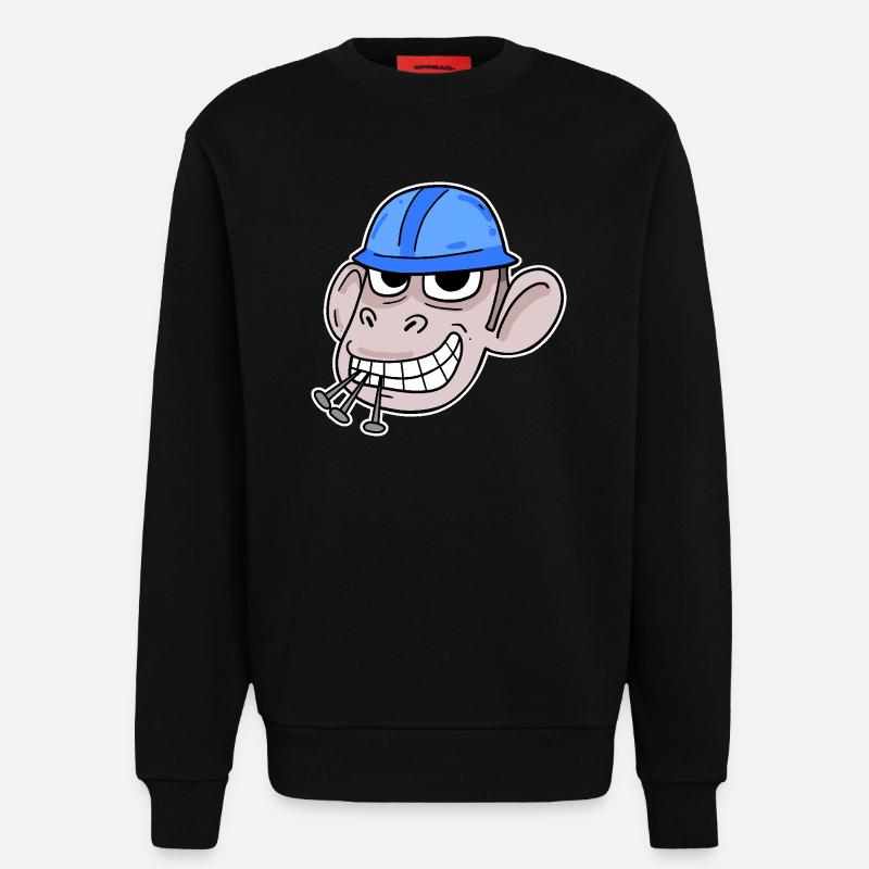 Affe Baustelle Bauarbeiter - Sweatshirt - made by SPREAD  - SOLID BLACK