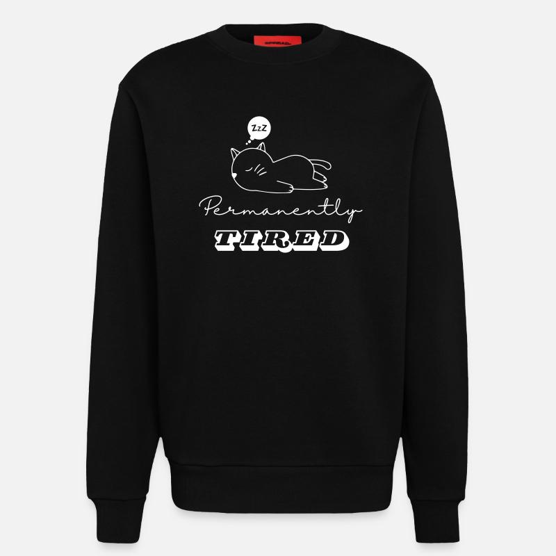Sleeping Cat - "Permanently Tired" - Sweatshirt - made by SPREAD - SOLID BLACK