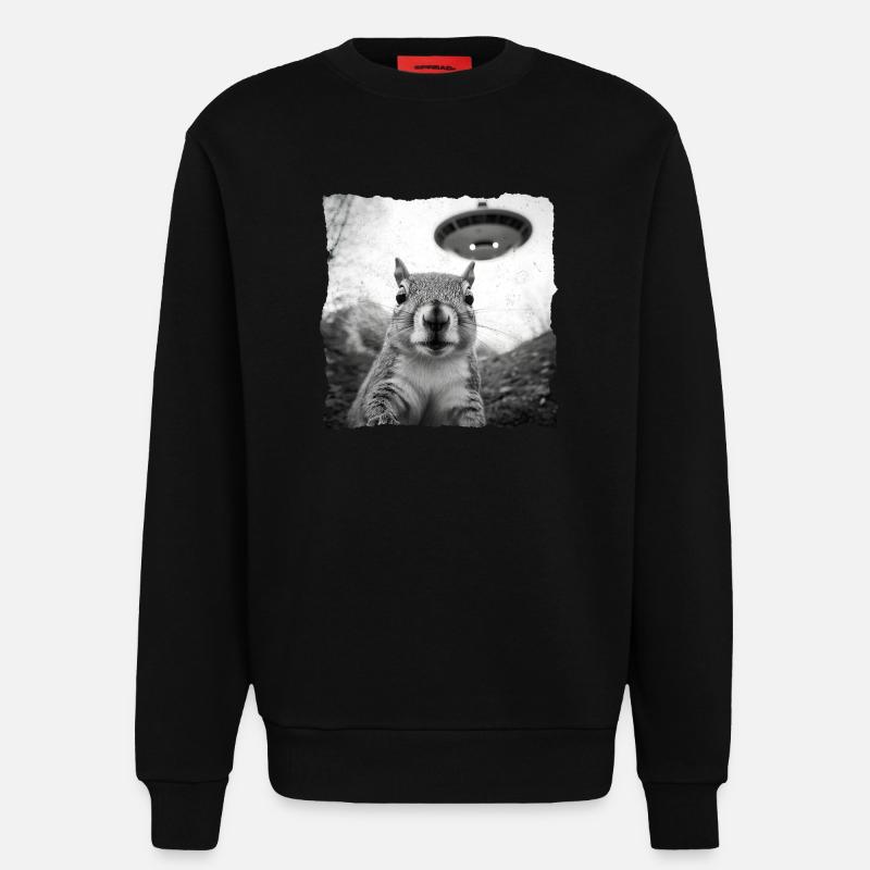 Alien Eichhörnchen Begegnung – Lustiges Sci-Fi - Sweatshirt - made by SPREAD  - SOLID BLACK