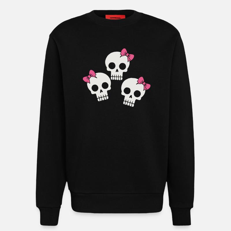 Cute Skull with Bows - Sweatshirt - made by SPREAD  - SOLID BLACK
