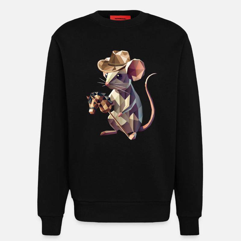 Cowboy-Maus mit Steckenpferd - Sweatshirt - made by SPREAD  - SOLID BLACK