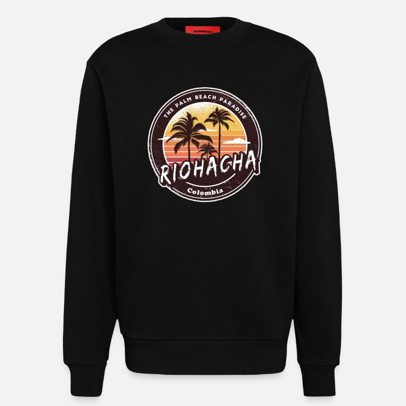 Riohacha Palm Trees Beach Design - Sweatshirt - made by SPREAD - SOLID BLACK