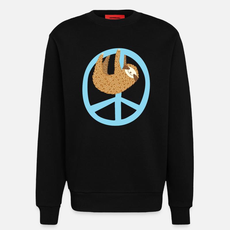 Faultier Peacezeichen - Sweatshirt - made by SPREAD  - SOLID BLACK