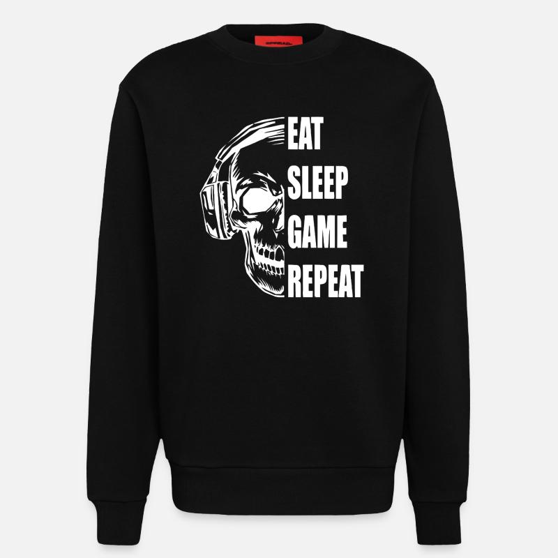 Schädel mit Kopfhörern Gaming Zitat - Sweatshirt - made by SPREAD  - SOLID BLACK