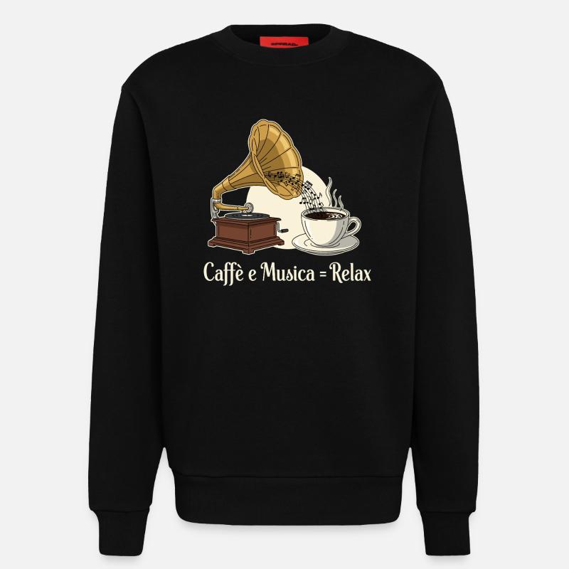 Caffè e Musica = Relax - Sweatshirt - made by SPREAD  - SOLID BLACK