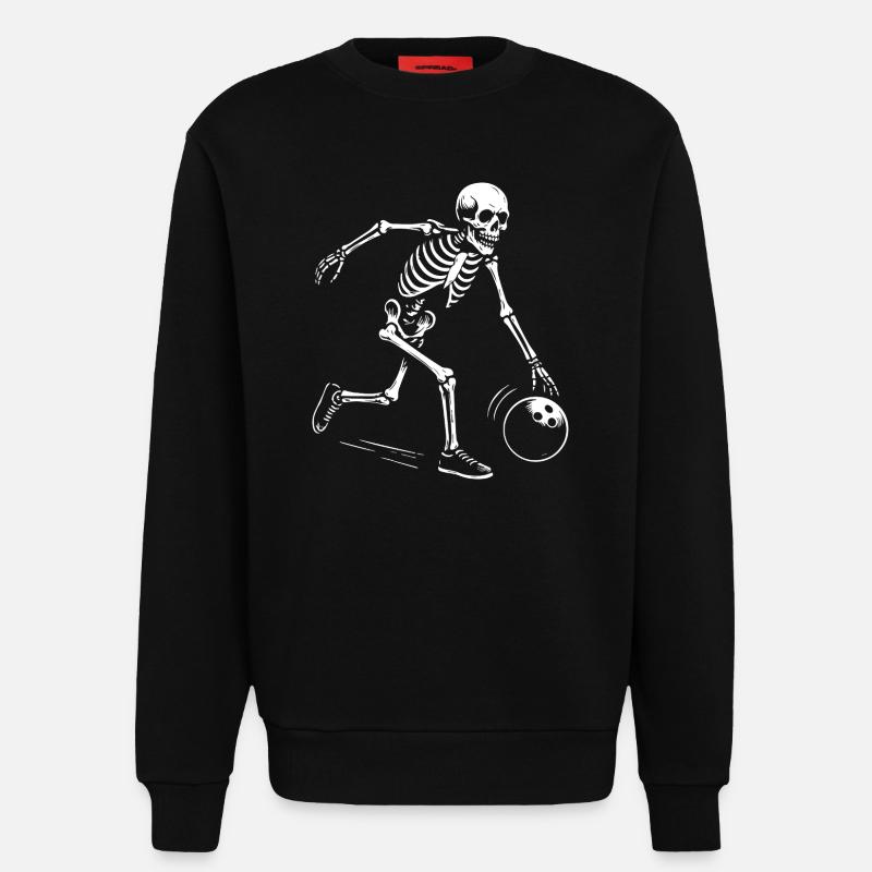 skeleton bowling team gift - Sweatshirt - made by SPREAD  - SOLID BLACK