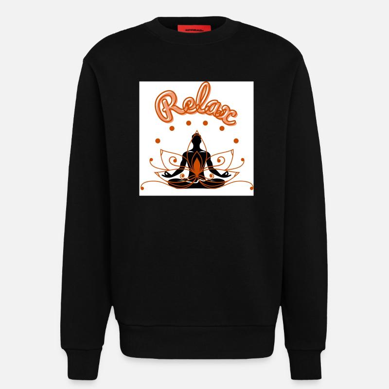Lotus relaxant Conception de pleine conscience - Sweat bio décontracté fabriqué en UE - SOLID BLACK