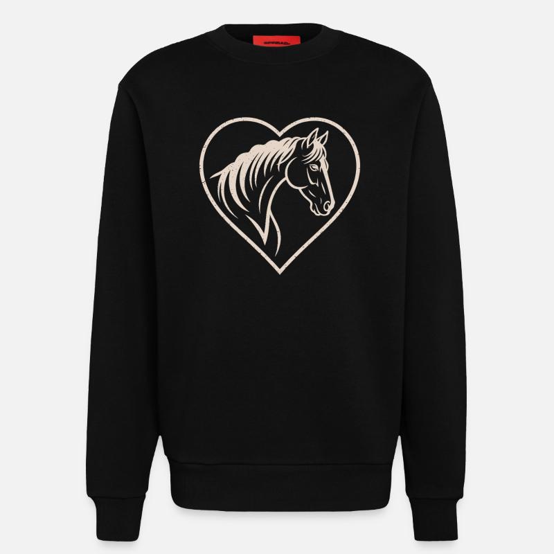 Herz und Pferd Silhouette Design - Sweatshirt - made by SPREAD - SOLID BLACK