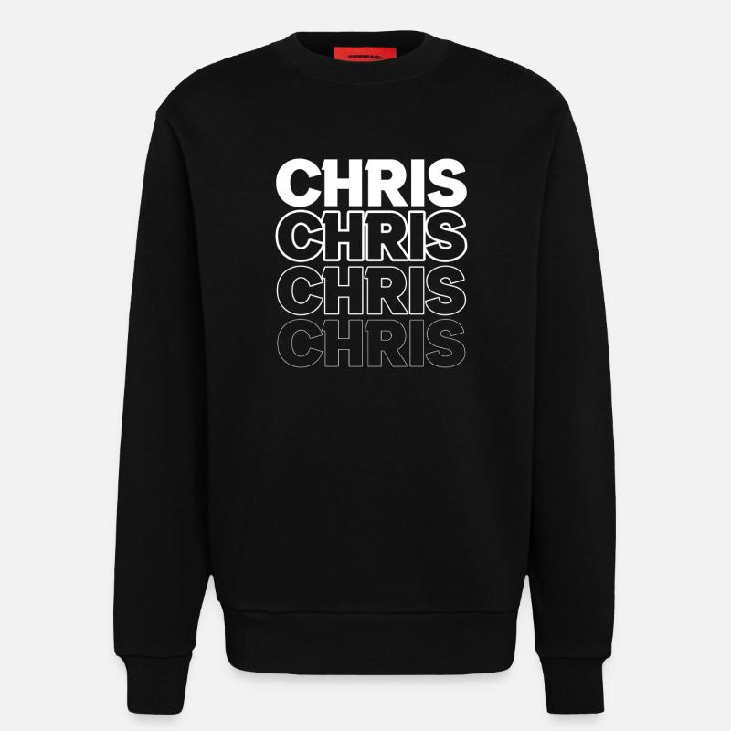 Conception à double lettrage Chris - Sweat bio décontracté fabriqué en UE - SOLID BLACK
