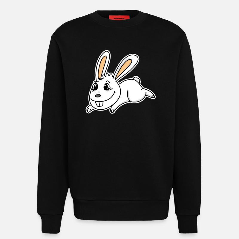 Cute Bunny Illustration Rabbit White - Sweatshirt - made by SPREAD - SOLID BLACK