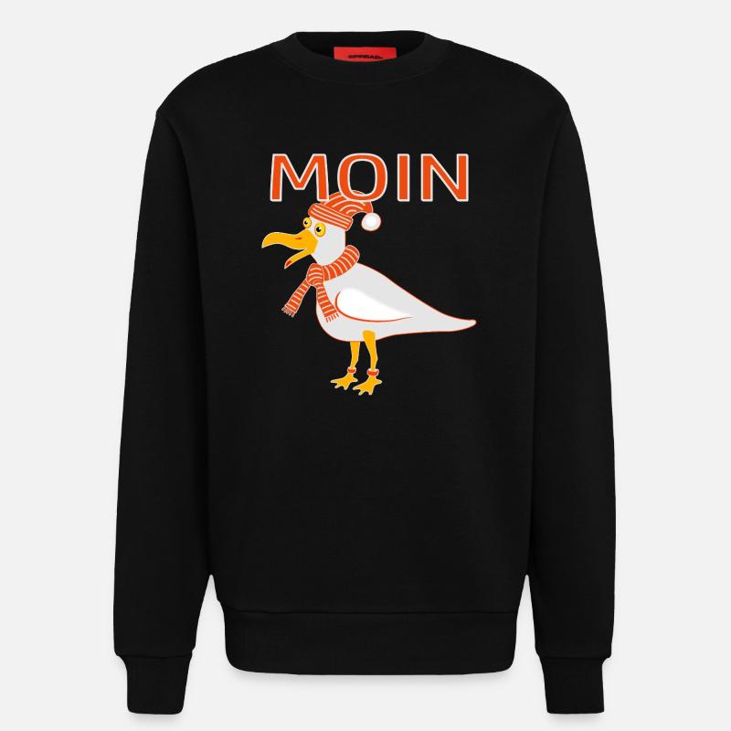 Funny seagull with cap - Sweatshirt - made by SPREAD - SOLID BLACK