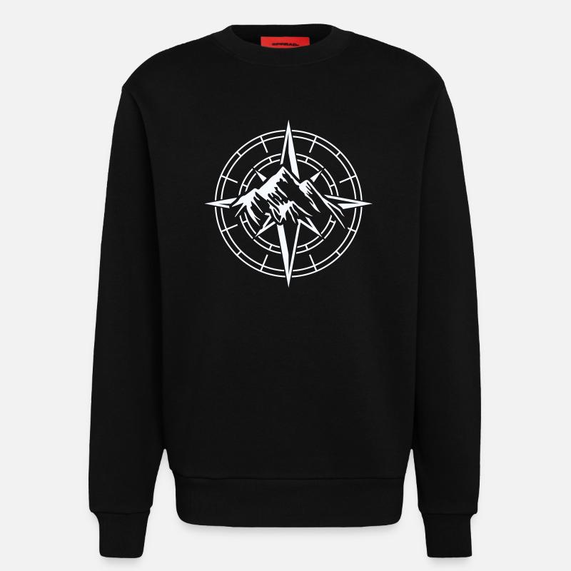 Conception de boussole d’aventure - Sweat bio décontracté fabriqué en UE - SOLID BLACK