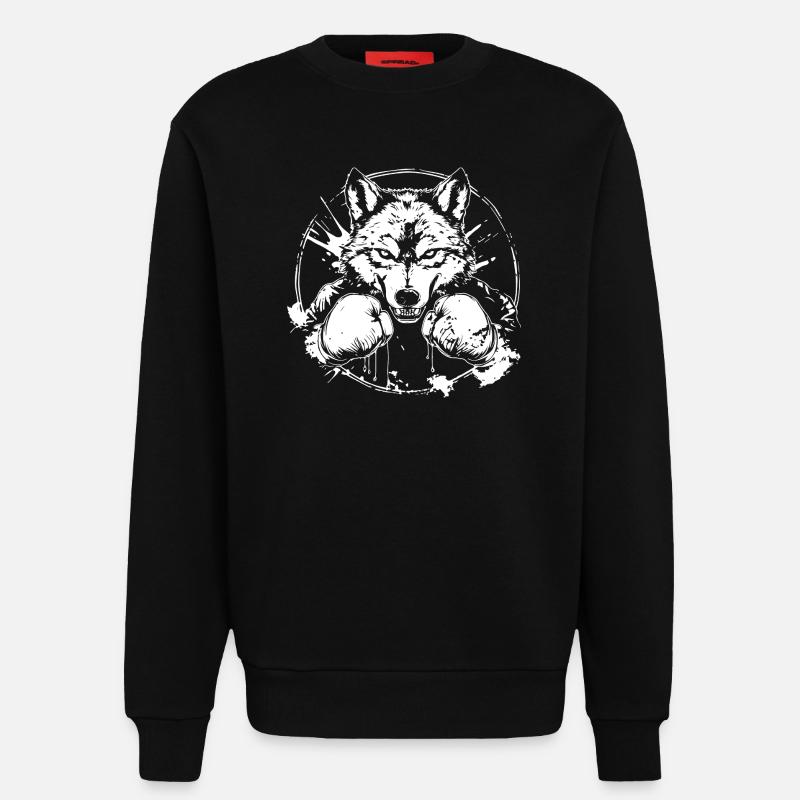 Wolf Boxer Boxe MMA - Sweat bio décontracté fabriqué en UE - SOLID BLACK