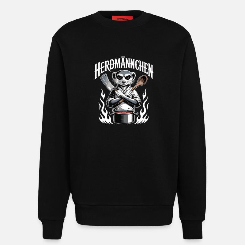 Herdmännchen kochen lustiger Koch Herdmännchen - Sweatshirt - made by SPREAD  - SOLID BLACK