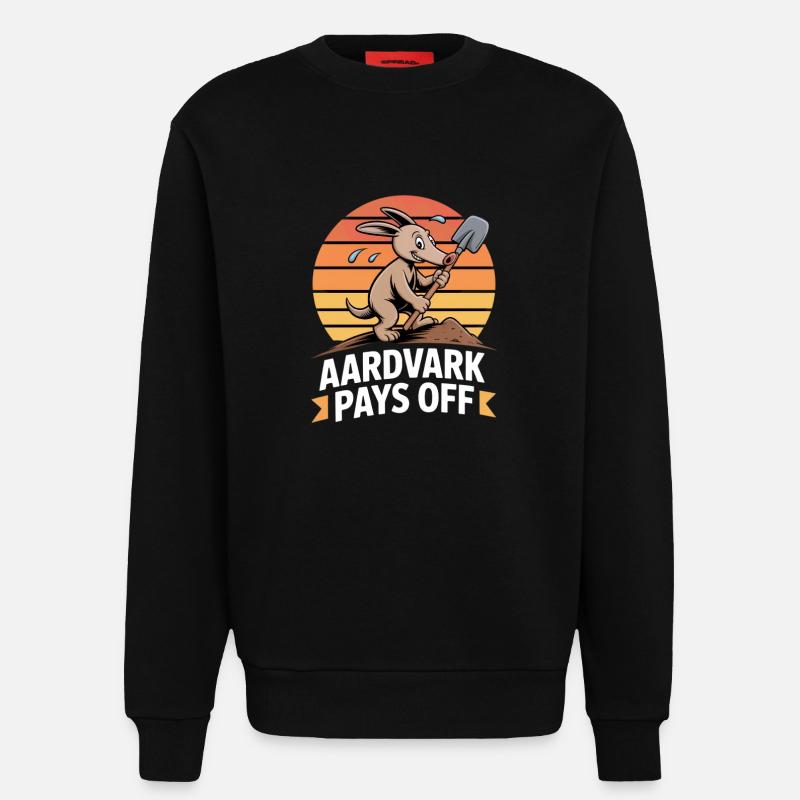 Aardvark Pays Off Aardvark Motivation - Sweatshirt - made by SPREAD  - SOLID BLACK