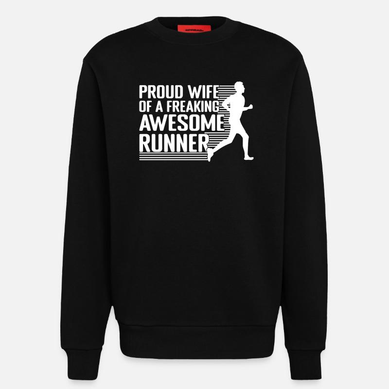 Marathon Runner Freaking Awesome Running Gift - Sweatshirt - made by SPREAD  - SOLID BLACK