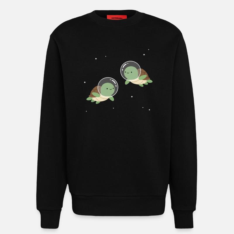 Tortues de l’espace mignonnes - Sweat bio décontracté fabriqué en UE - SOLID BLACK