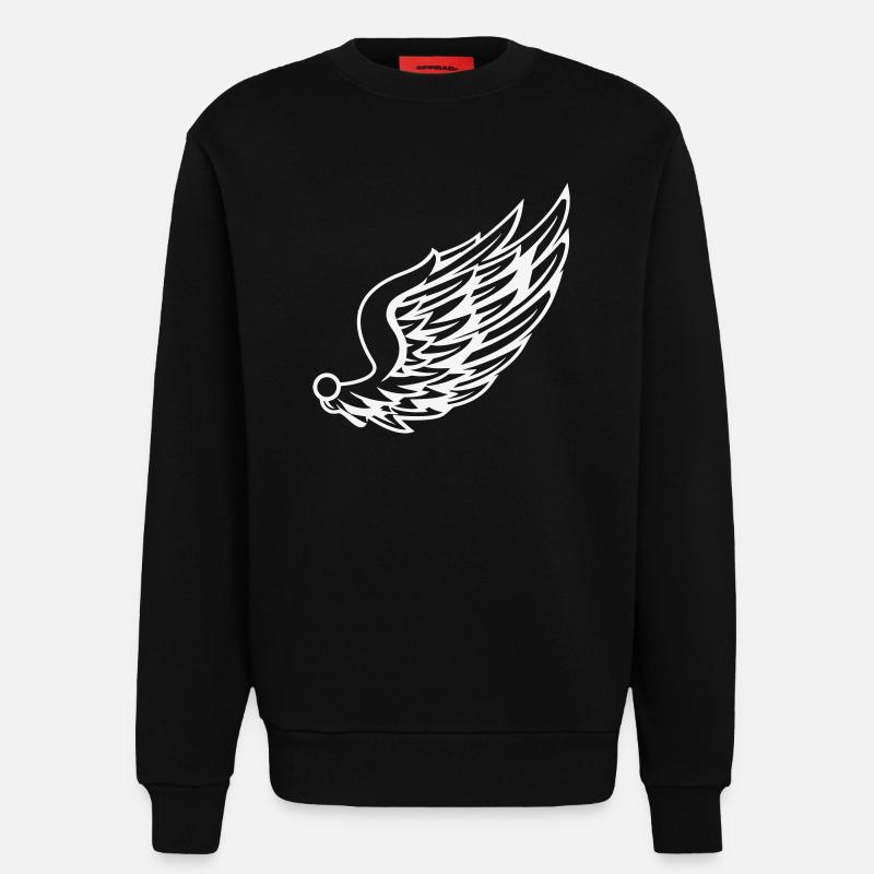 Wings with dynamic feather drawing - Sweatshirt - made by SPREAD  - SOLID BLACK