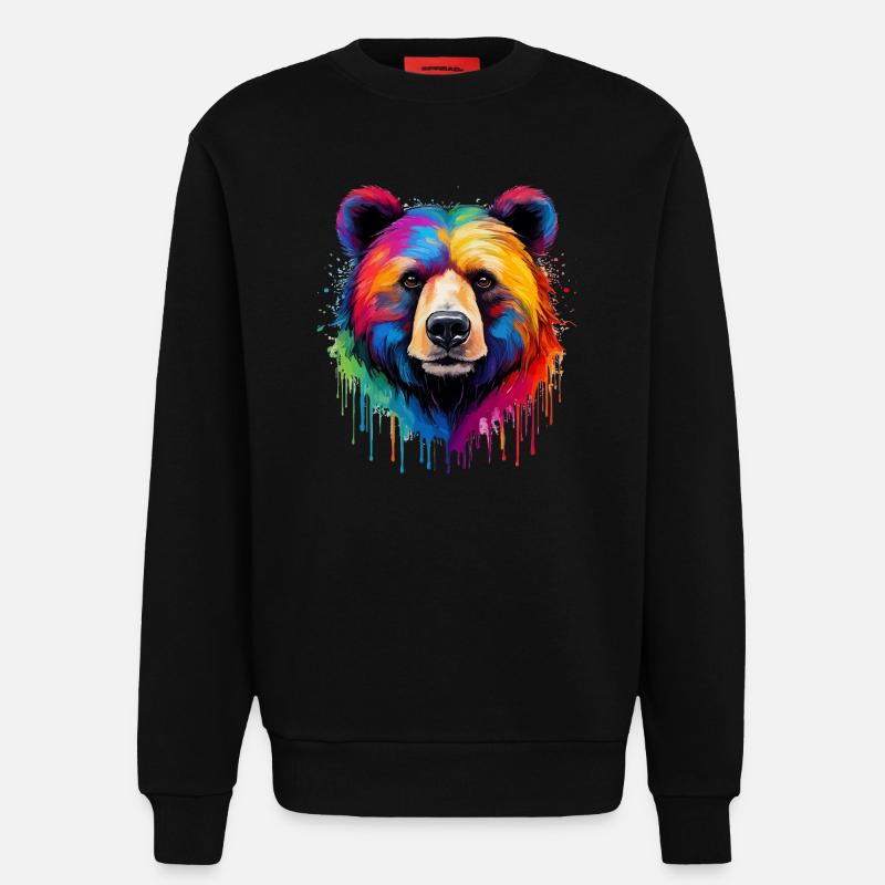 Bär in Regenbogenfarben - Sweatshirt - made by SPREAD  - SOLID BLACK
