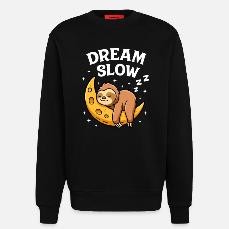 Cute sleeping sloth on moon - Sweatshirt - made by SPREAD - SOLID BLACK
