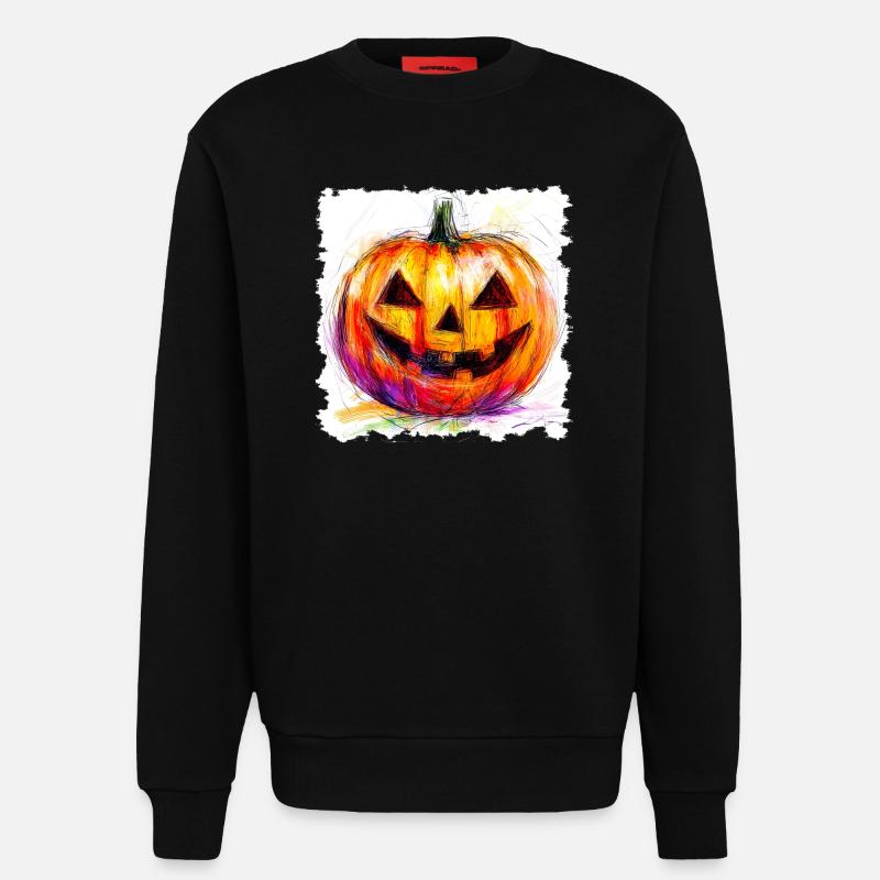 Bunter Kürbis Jack-O-Lantern - Sweatshirt - made by SPREAD  - SOLID BLACK