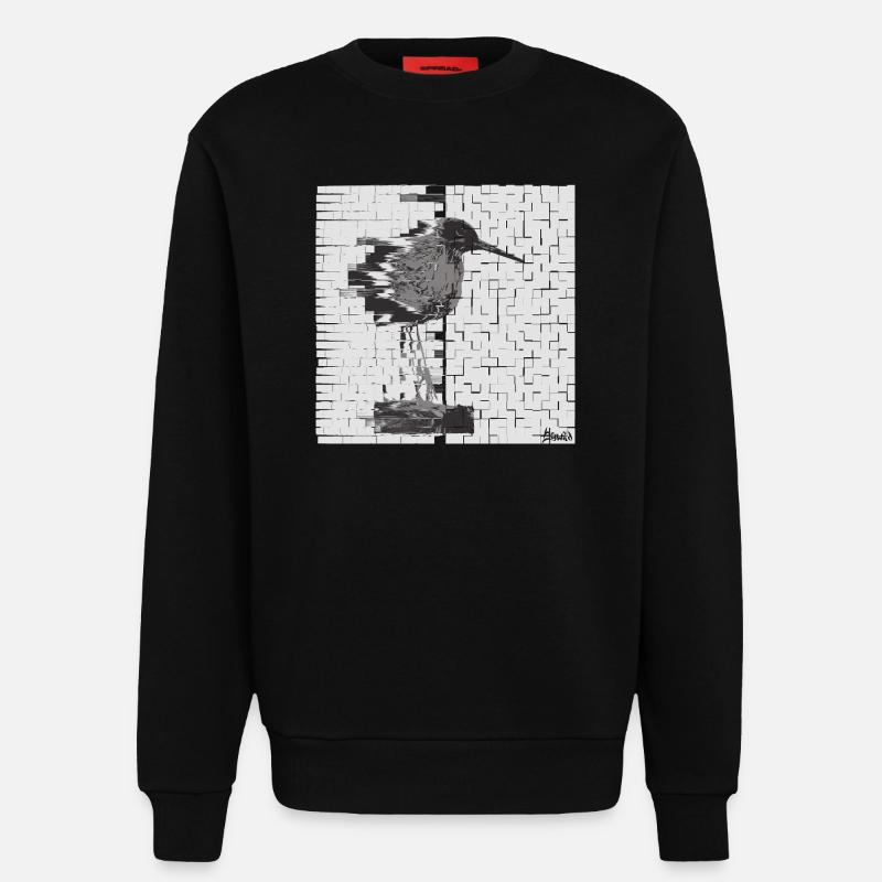 Rotschenkel (Tringa totanus) Glitch Noir - Sweatshirt - made by SPREAD  - SOLID BLACK