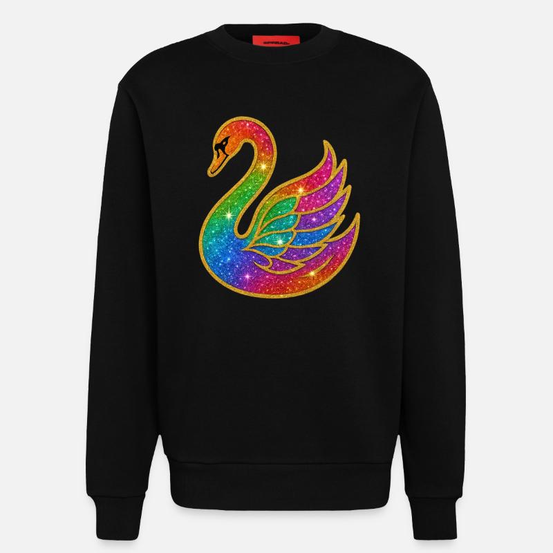 Regenbogen Glitzer Schwan Mutter - Sweatshirt - made by SPREAD  - SOLID BLACK