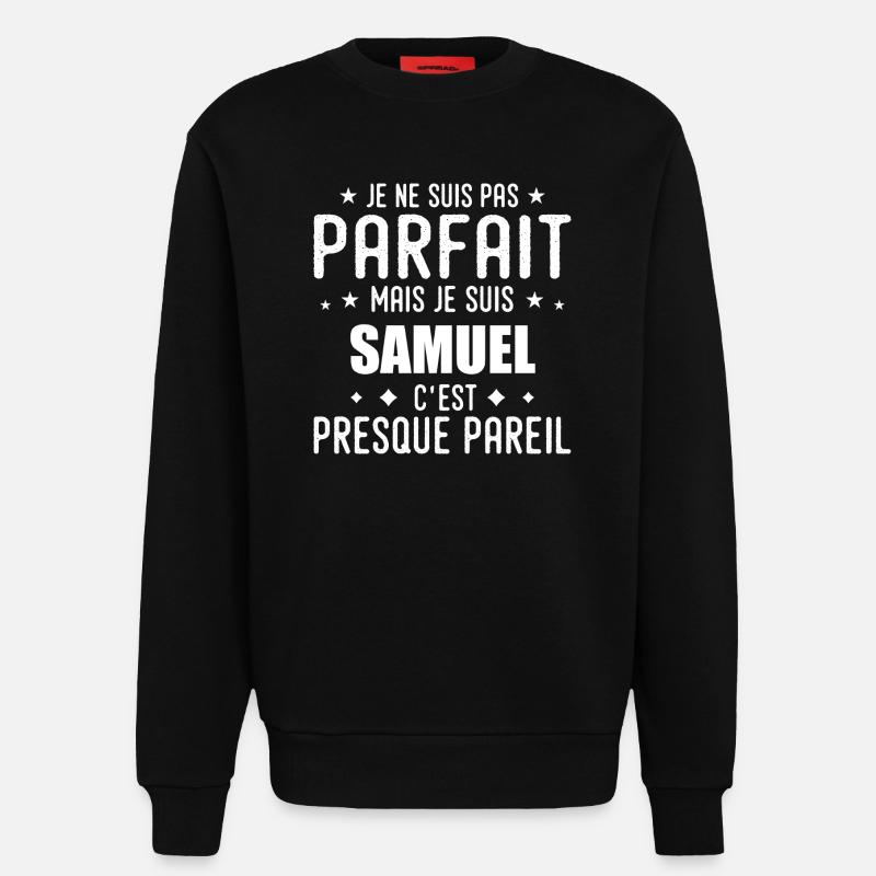 Samuel: authentisch, unvollkommen, oben, Perfektion - Sweatshirt - made by SPREAD  - SOLID BLACK