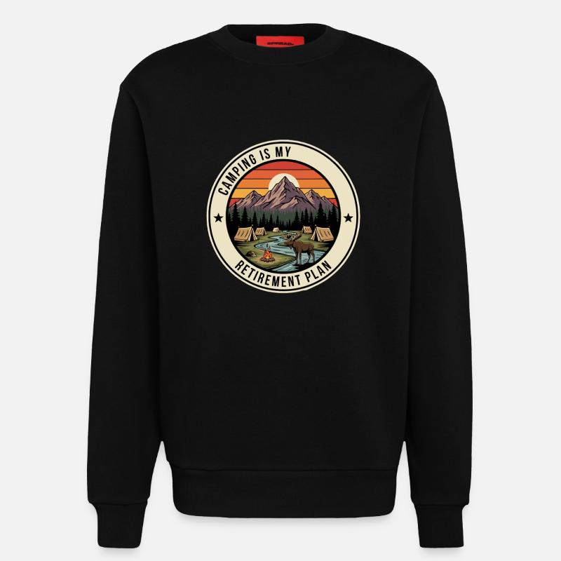 Retiree Camping Retirement Plan - Sweatshirt - made by SPREAD  - SOLID BLACK