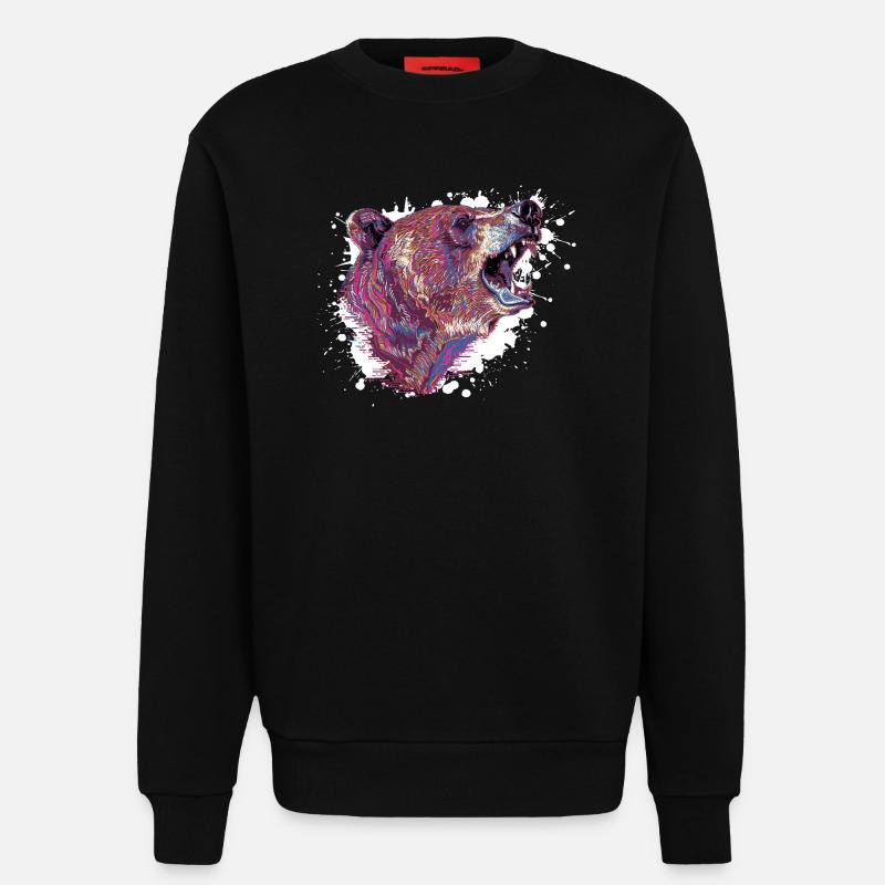 Neon-Splash Bärenkopf - Sweatshirt - made by SPREAD  - SOLID BLACK