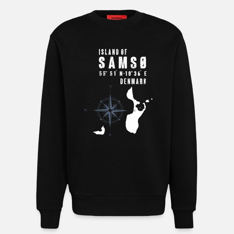 Samsø Samsoe Inselumriss Kompass - Sweatshirt - made by SPREAD  - SOLID BLACK