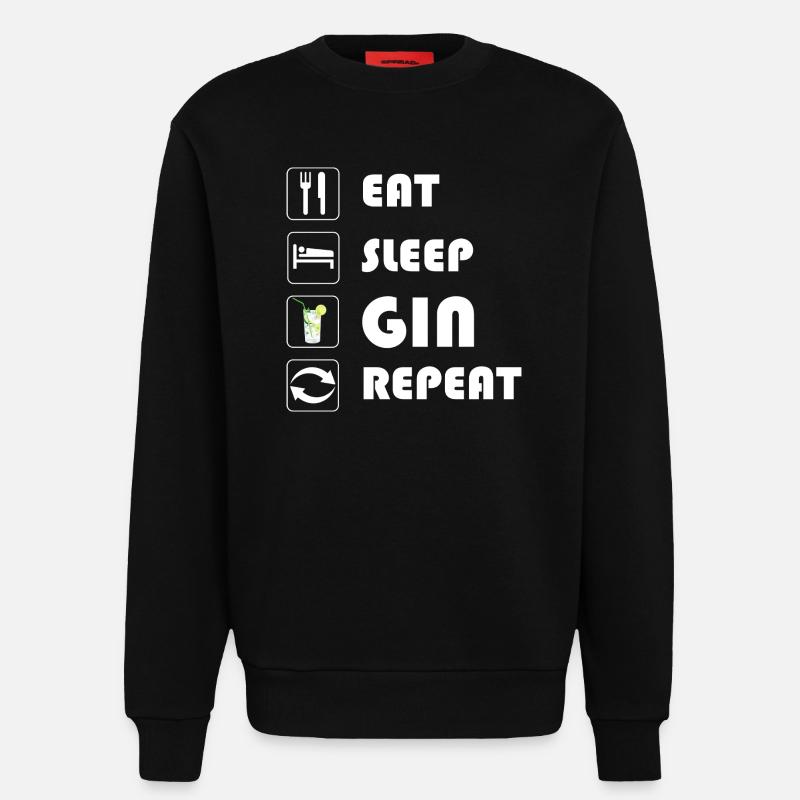 Gin Statement EAT SLEEP GIN REPEAT - Sweatshirt - made by SPREAD - SOLID BLACK