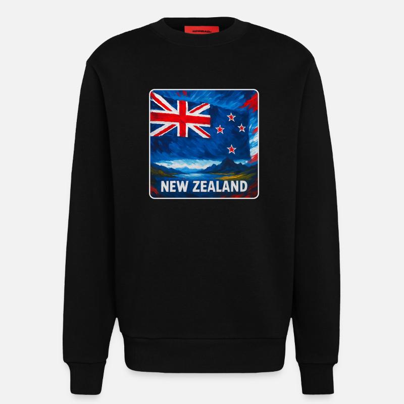Neuseeland Flaggen Design - Sweatshirt - made by SPREAD - SOLID BLACK