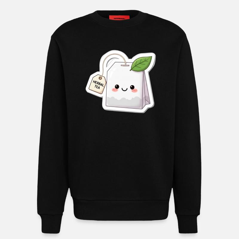 Kawaii Kräutertee Beutel Illustration - Sweatshirt - made by SPREAD  - SOLID BLACK