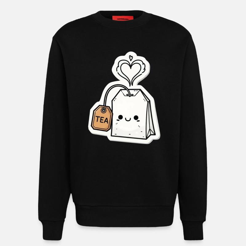 Kawaii Teebeutel mit Herzdampf - Sweatshirt - made by SPREAD  - SOLID BLACK