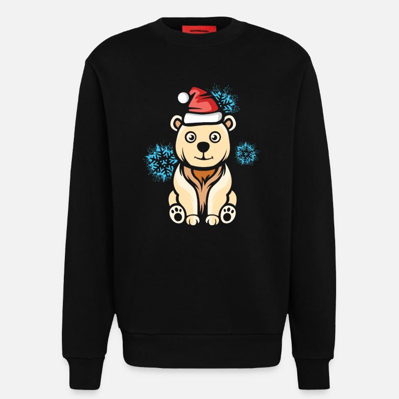 Weihnachts Eisbär mit Schneeflocken - Sweatshirt - made by SPREAD  - SOLID BLACK