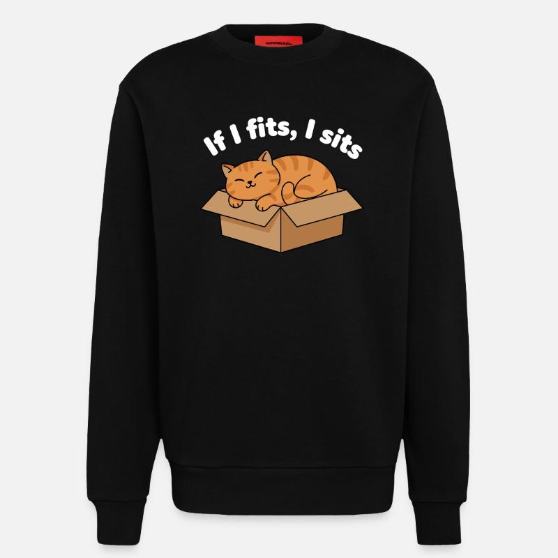 Katzenschnurren im Karton Meme - Sweatshirt - made by SPREAD - SOLID BLACK