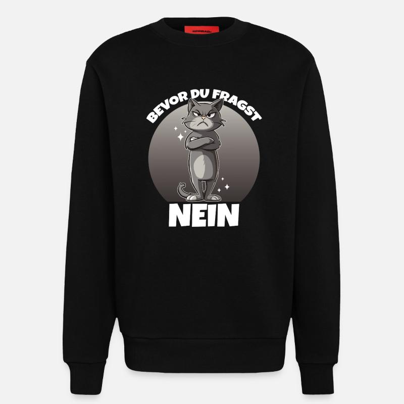 Grim Cat : Pas de dire - Sweat bio décontracté fabriqué en UE - SOLID BLACK