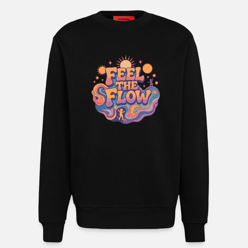 Psychedelic Retro – Feel the Flow - Sweatshirt - made by SPREAD - SOLID BLACK