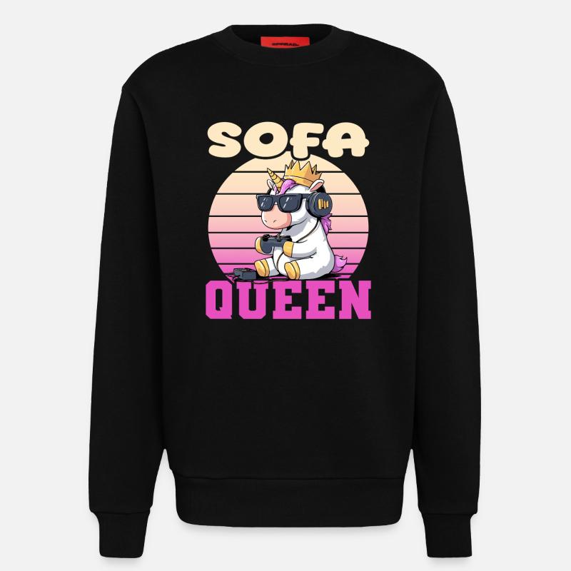 Sofa Queen - Einhorn zocken - Sweatshirt - made by SPREAD  - SOLID BLACK