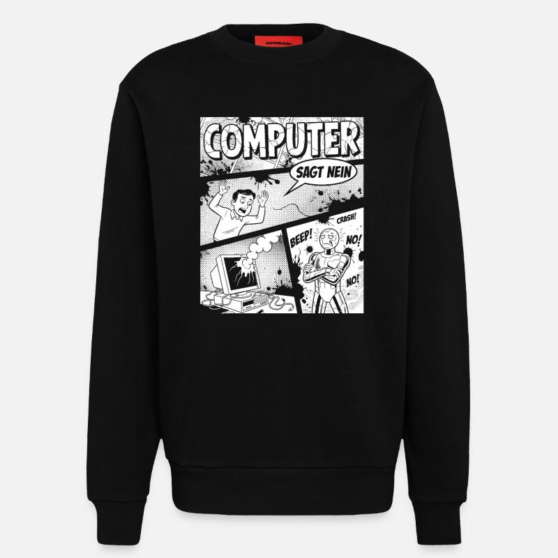 Retro Computer Comic Says No - Sweatshirt - made by SPREAD - SOLID BLACK